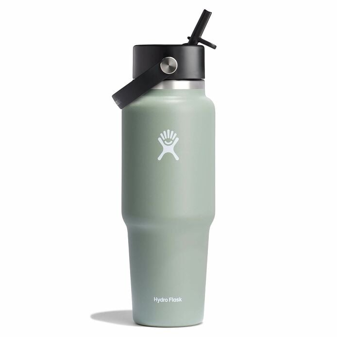 32 oz Wide Mouth Travel Bottle with Flex Straw Cap - Agave S3
